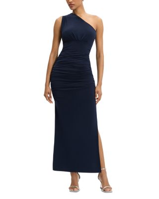 One Shoulder Ruched Jersey Midi Dress