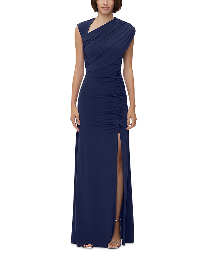 Herve Leger High Slit Asymmetrical Gown
