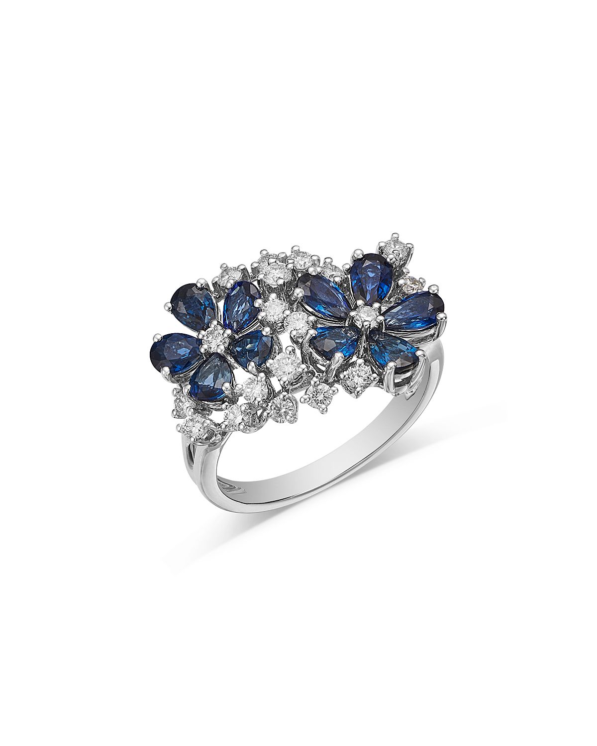 Bloomingdale's Fine Collection Blue Sapphire & Diamond Flower Ring