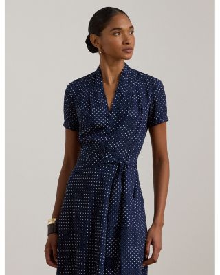 Polka Dot Belted Crepe Dress