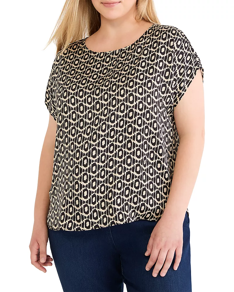 Nic+Zoe Plus Lacy Diamonds Day Gloss Woven Tee