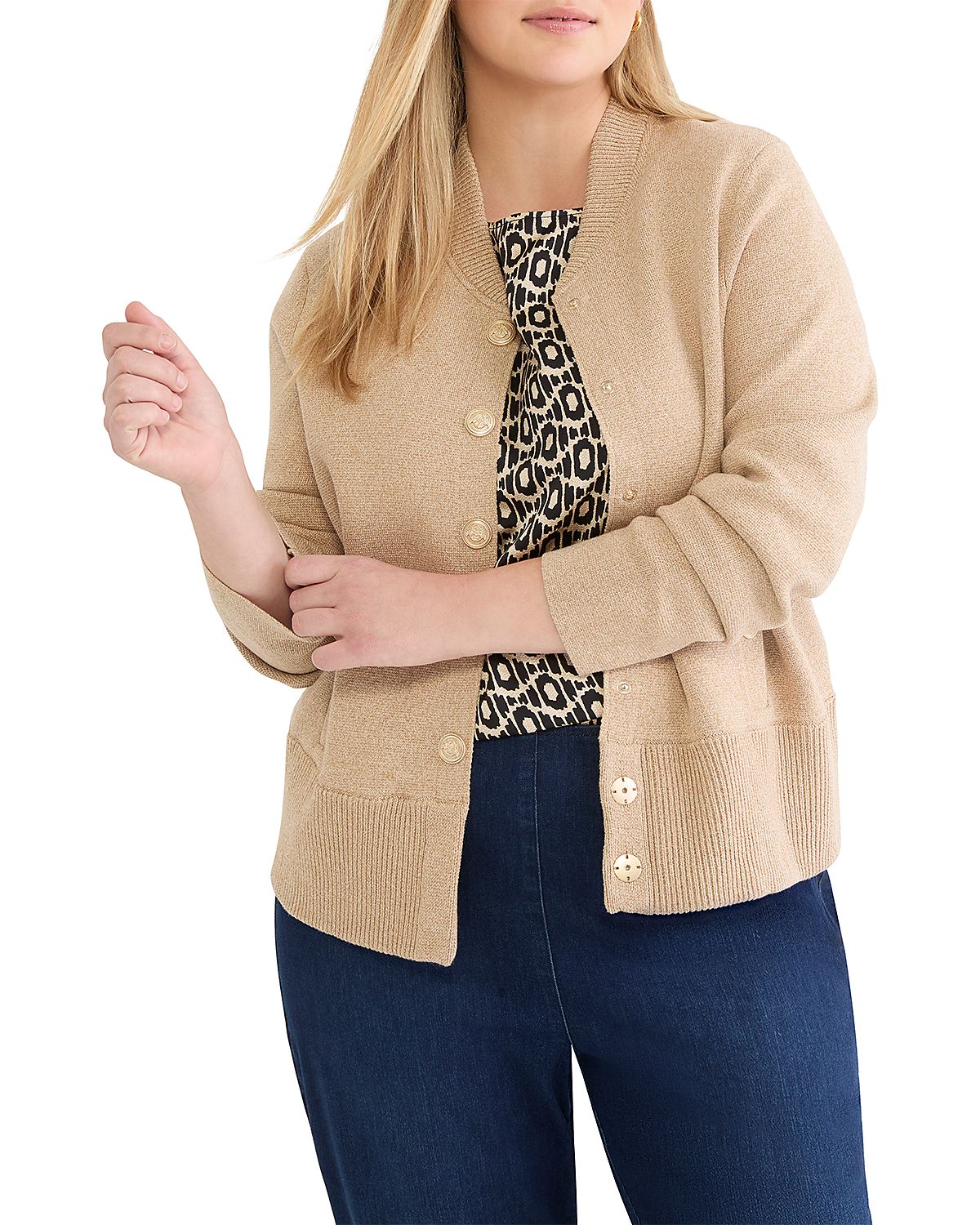 Nic+Zoe Plus Knit Bomber Snap Jacket