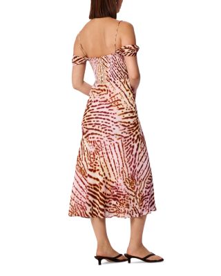 Orchid Print Scarf Midi Dress