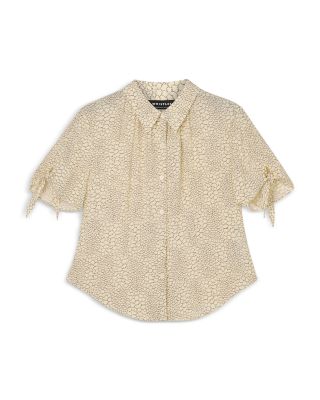 Dashed Marks Tie Sleeve Shirt