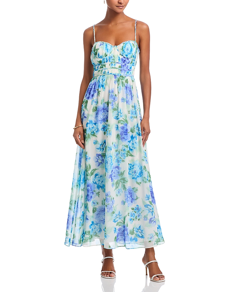 Aqua Floral Sleeveless Maxi Dress - Exclusive