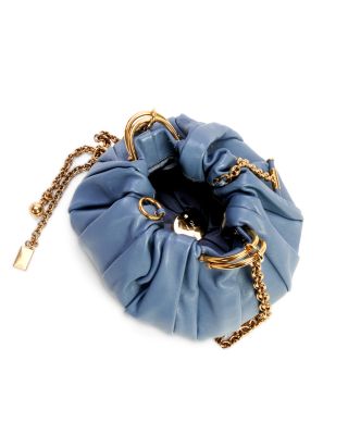 Pliss&eacute; Chain Shoulder Bag in Pleated Leather