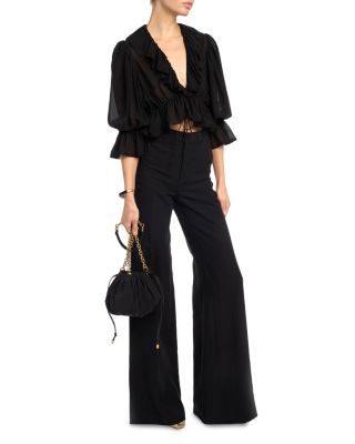 Pliss&eacute; Chain Shoulder Bag in Nylon