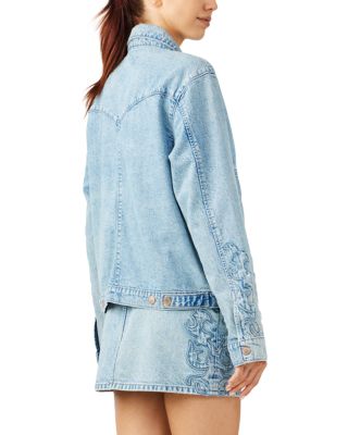 Frida Boxy Western Jean Jacket in Moonwashed Ranchero Indigo