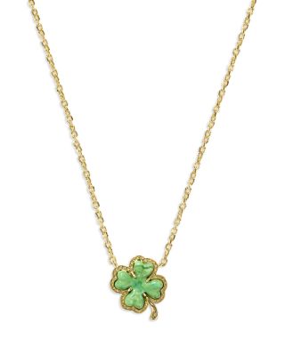 Magnesite Clover Pendant Necklace, 17.5" 