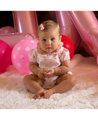 Girls' Heart Check Damask Bubble Romper - Baby