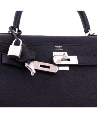Kelly 28 Handbag Black Togo with Brushed Palladium Hardware