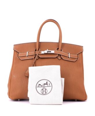 Birkin 35 Handbag Brown Fjord with Palladium Hardware
