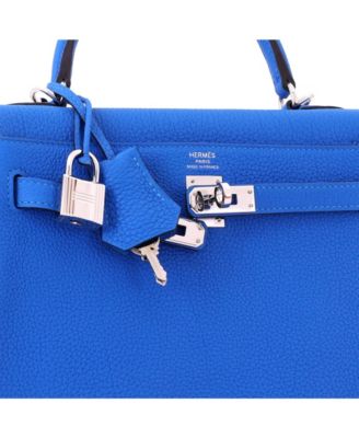Kelly 25 Handbag Blue Togo with Palladium Hardware