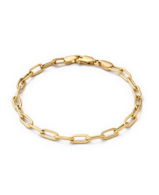 Solid Yellow Gold Large Paperclip Bracelet