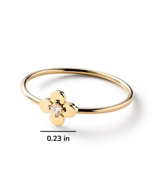 Solid Yellow Gold Mini Lab-Grown Diamond Flower Ring