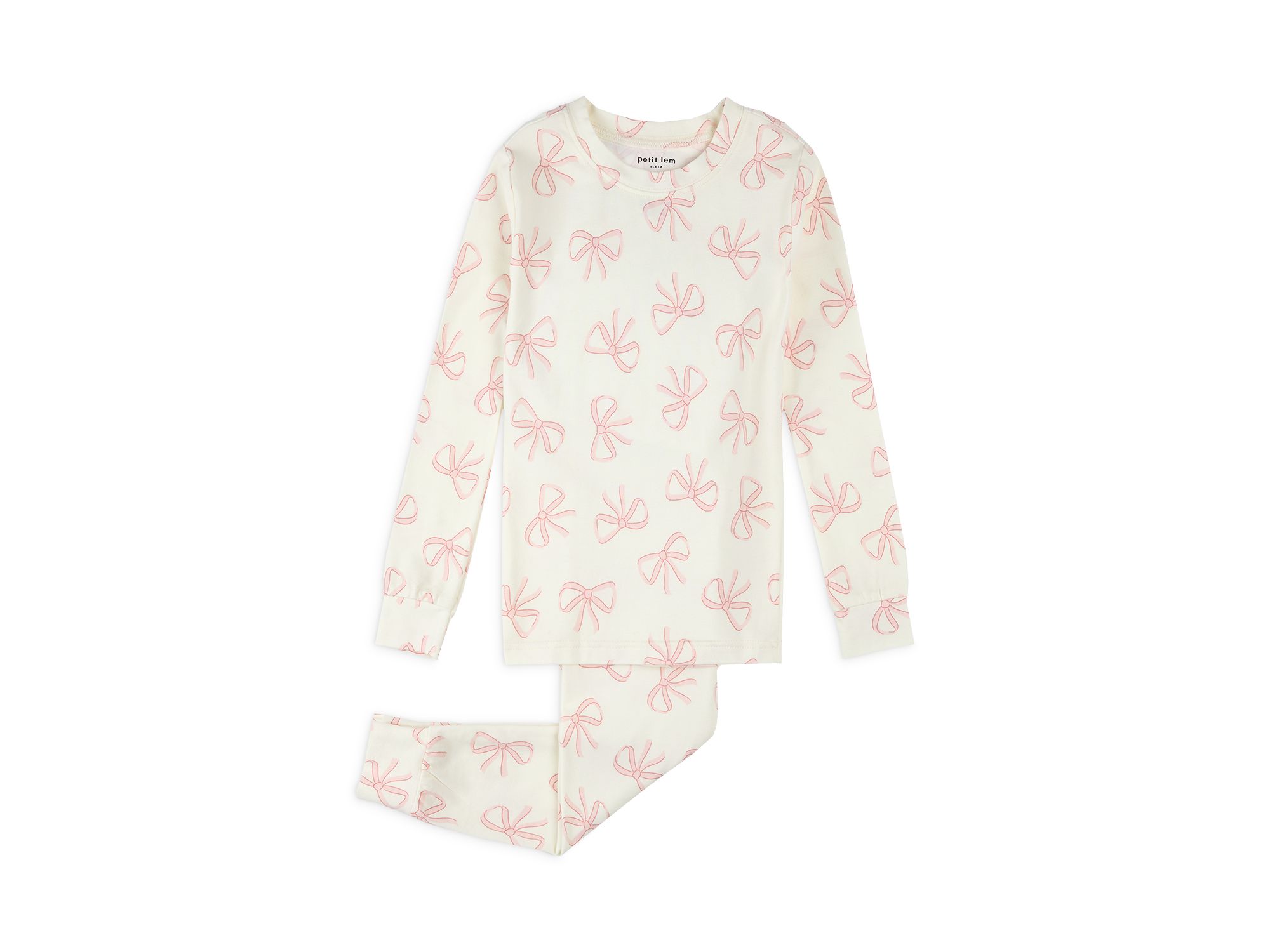 Girls' Long Sleeved Bows Print Pajama Set - Little Kid - Image 1