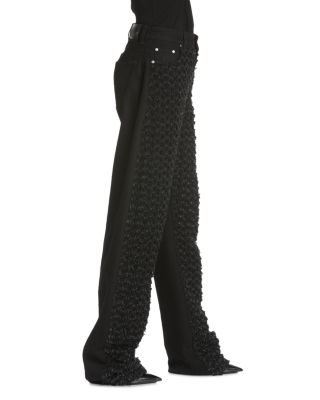 Mid Waist Laser Boucl&eacute; Relaxed Curve Jeans in Black