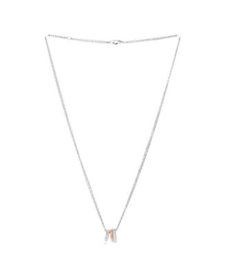  Love 3 Ring Pendant Necklace 18K Rose Gold and 18K White Gold with Diamonds, 16.25"