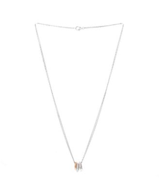  Love 3 Ring Pendant Necklace 18K Rose Gold and 18K White Gold with Diamonds, 17.5"