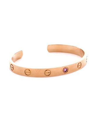  Love Cuff Bracelet 18K Rose Gold with Pink Sapphire