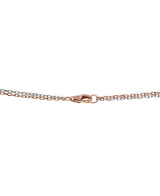  Love 3 Ring Pendant Necklace 18K Rose Gold and 18K White Gold with 6 Diamonds, 16"