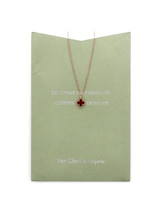 Sweet Alhambra Pendant Necklace 18K Rose Gold and Carnelian, 17.75"