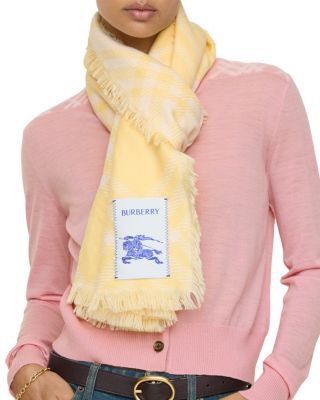  Wide Check Wool Silk Scarf