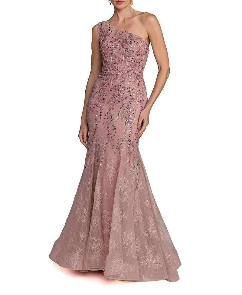 Mac Duggal One Shoulder Embellisehd A Line Dress