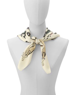 Iconic Motifs Printed Silk Square Scarf