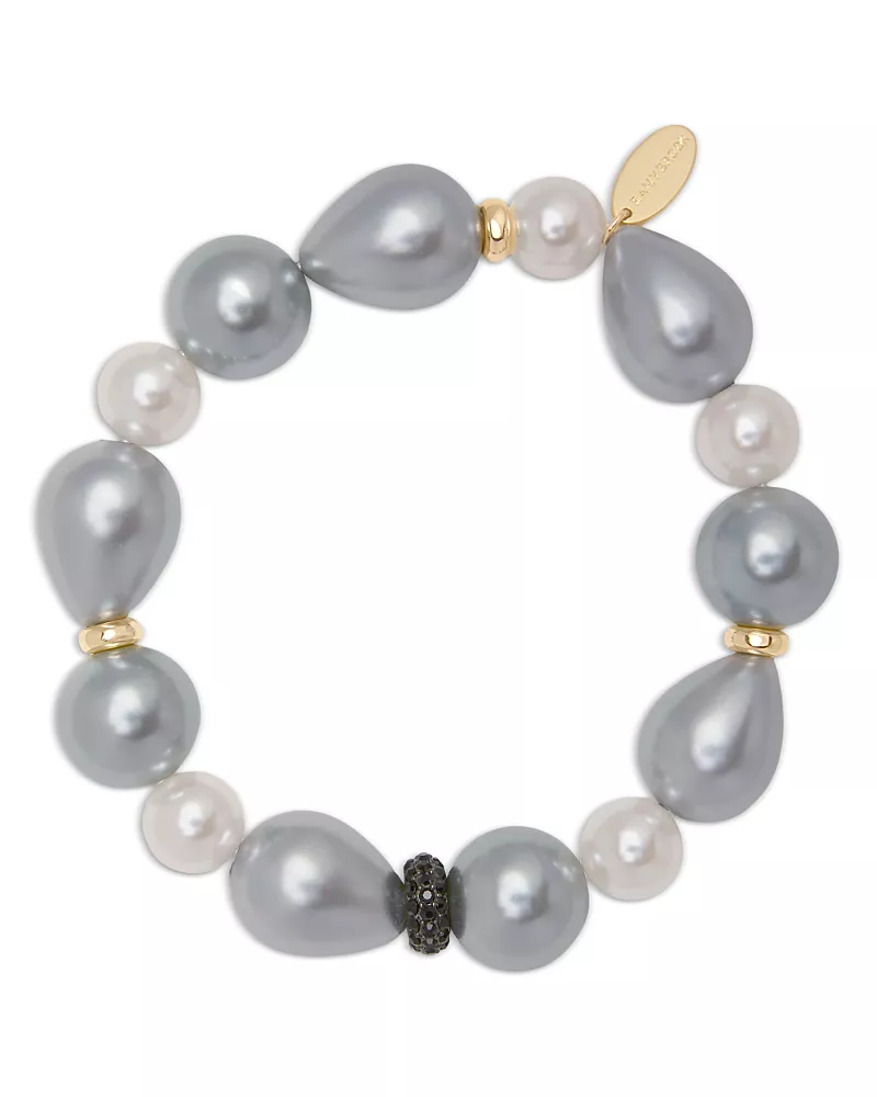 Ramy Brook Riya Pave Bead & Imitation Pearl Stretch Bracelet