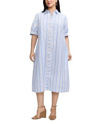 Esther Elbow Sleeve Stripe Seersucker Dress
