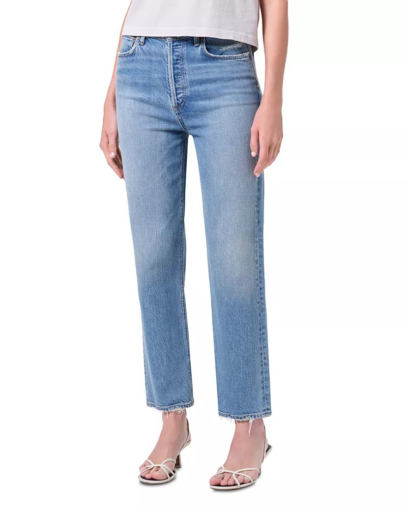 Agolde '90s Pinch Waist High Rise Straight Crop Jeans in Renew