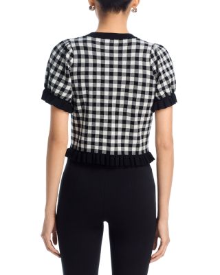 Aurora Plaid Ruffle Trim Top
