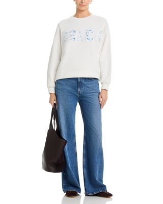 Mixed Floral Appliqu&eacute; Crewneck Sweatshirt