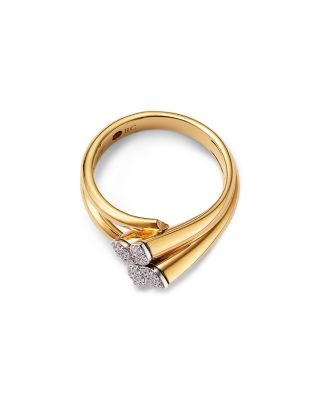 18K White & Yellow Gold Love in Verona Diamond Pav&eacute; Flower Split Shank Ring