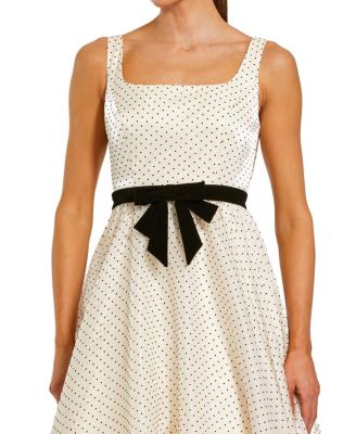  Polka Dot Organza Square Neck Ballgown with Bow