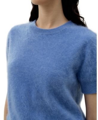 Brushed Cashmere Short-Sleeve Sweater