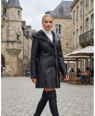  Shearling Lamb Parka with Whipstitch Trim