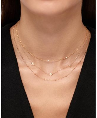 Solid Yellow Gold Mini Flower Station Necklace