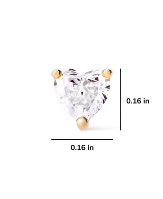 Solid Yellow Gold Lab-Grown Diamond Heart Studs