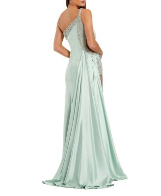  One Shoulder Embellished Cut Out Slit Gown