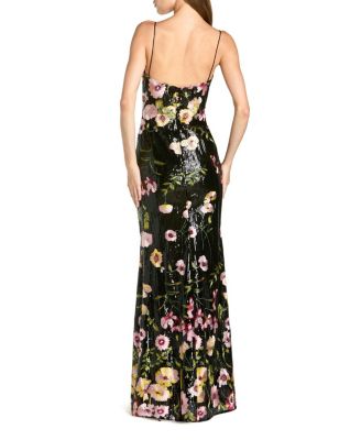 Sleeveless Bustier Floral Applique Gown