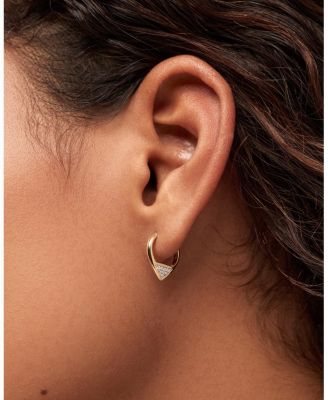 Solid Yellow Gold Lab-Grown Diamond Trillion Hoops