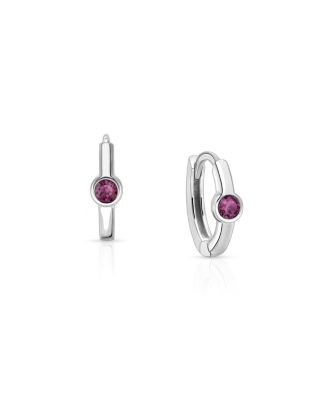 Girls' Sterling Silver 9mm Birthstone Huggie Hoops Earrings
