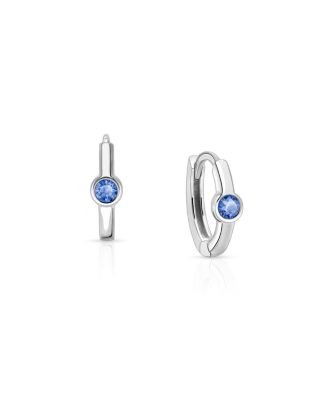 Girls' Sterling Silver 9mm Birthstone Huggie Hoops Earrings