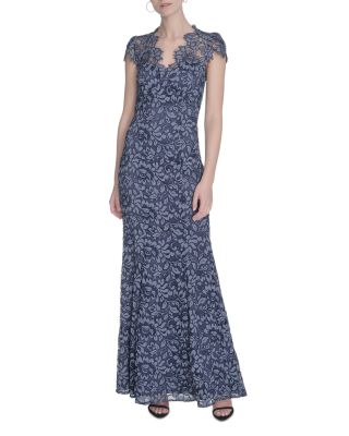 Illusion Neck Cap Sleeved Gown