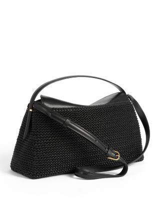 T-Lock Woven Leather Handbag