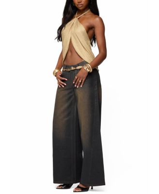 Stasia Sparkly Knit Split Front Top