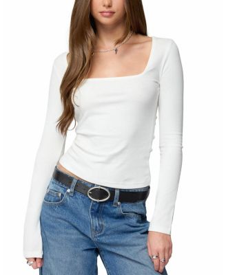 Zandra Square Neck Ribbed Top