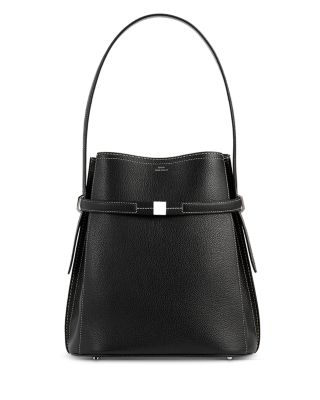 Belted Leather Bucket Bag